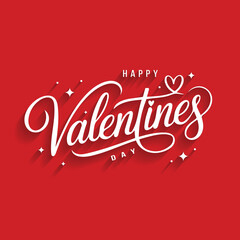 Happy Valentine’s Day Typography Design Romantic Red Background Greeting Card
