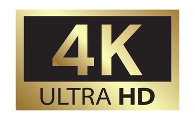 4K Ultra HD gold label vector illustration