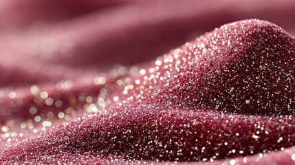 Sparkling rose gold glitter waves creating shimmering abstract landscape