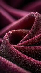 Close-up of sparkling red velvet fabric with shimmering texture