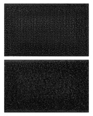 Isolated photo of black velcro square patches on white background.