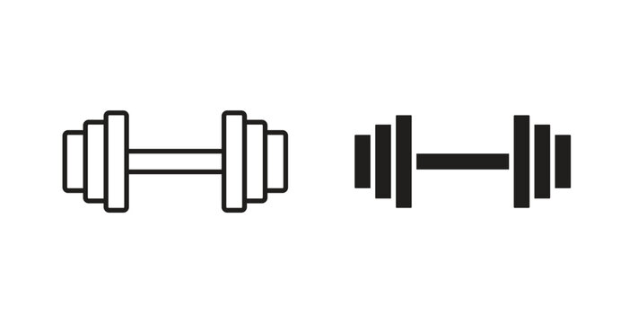 Gym icon flat vector illustration. Black Thin Line Icon Emblem Concept