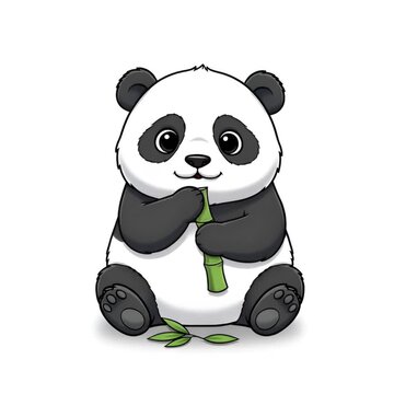 cute baby panda cartoon in bamboo forest vector illustration.