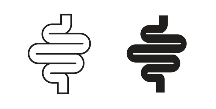Intestine icon flat vector illustration. Black Thin Line Icon Emblem Concept