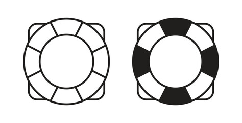 Life buoy icon flat vector illustration. Black Thin Line Icon Emblem Concept © Surya