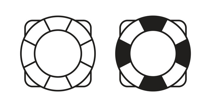 Life buoy icon flat vector illustration. Black Thin Line Icon Emblem Concept