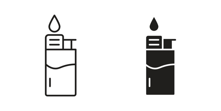 Lighter icon flat vector illustration. Black Thin Line Icon Emblem Concept