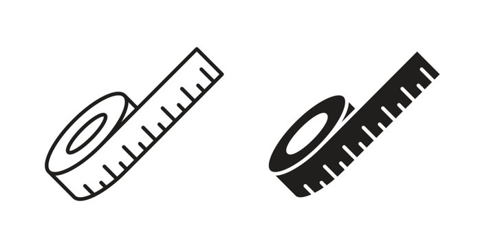 Meter tape icon flat vector illustration. Black Thin Line Icon Emblem Concept