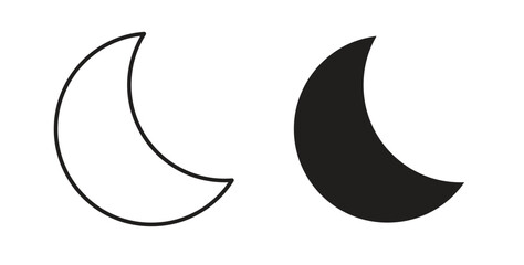 Moon icon flat vector illustration. Black Thin Line Icon Emblem Concept © Surya