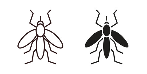Mosquito icon flat vector illustration. Black Thin Line Icon Emblem Concept