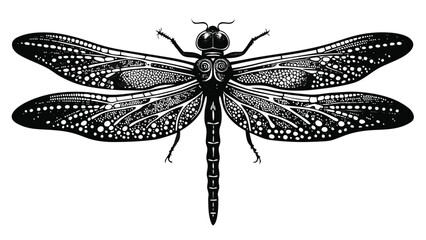 Vector illustration of a dragonfly with detailed wings and a slender body, set against a simple background..eps