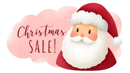 Cute santa claus cartoon announcing christmas sale