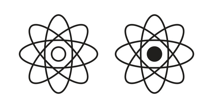 Physics icon flat vector illustration. Black Thin Line Icon Emblem Concept