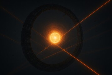 A Dyson sphere partially under construction around a star, with massive metallic scaffolds, swarms of tiny construction drones, and energy beams crossing the void.