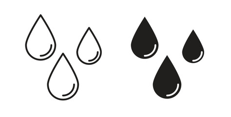 Raindrops icon flat vector illustration. Black Thin Line Icon Emblem Concept © Surya