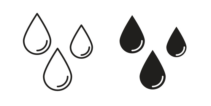 Raindrops icon flat vector illustration. Black Thin Line Icon Emblem Concept