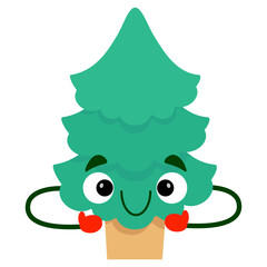 Cute character Christmas tree in a pot