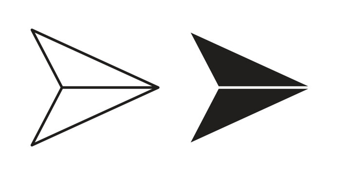 Send icon flat vector illustration. Black Thin Line Icon Emblem Concept