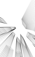 Modern building. Architectural background 3D illustration