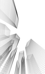 Modern building. Architectural background 3D illustration