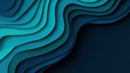 Abstract Wavy Layered Background in Shades of Blue and Teal