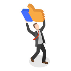 3D Isometric Flat Vector Illustration of Customer Feedback , Positive Online Feedback Enhances Employee Satisfaction And Social Media Engagement. Item 5