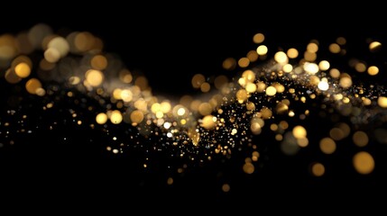 Sparkling Golden Bokeh Effect on Dark Background for Elegant Themes