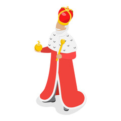 Naklejka premium 3D Isometric Flat Vector Set of Fairy Characters, Medieval People. Item 2