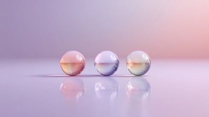 Soft Pastel Colored Spheres Reflecting Light on Smooth Surface