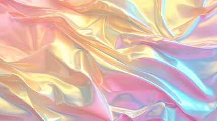 Colorful Iridescent Fabric Texture with Soft Pastel Hues and Patterns