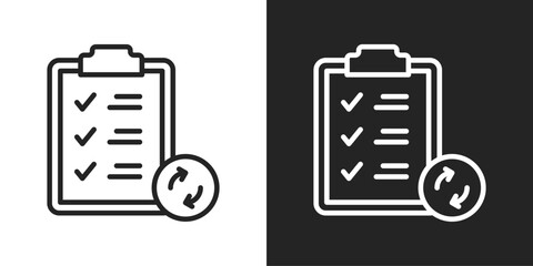 Renewal Management Icon In Black And White Line Style