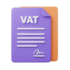 3d illustration of a vat document isolated on transparent background