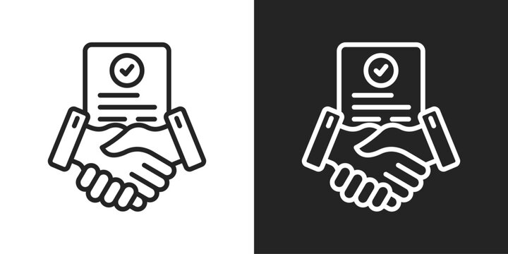 Contract Negotiation Icon In Black And White Line Style