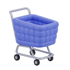Blue shopping cart isolated on transparent background