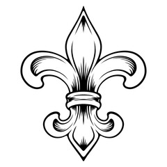 fleur de lis engraving vector with line art drawing illustration © Riza