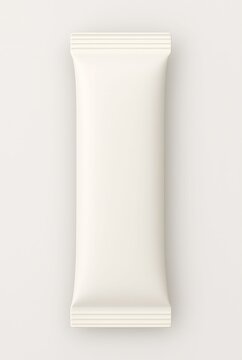 Blank white flow pack mockup isolated on white background, front view vector illustration template ready