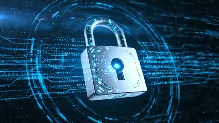 Digital padlock with data encryption shows cybersecurity and data protection for network privacy and secure internet connections. - Powered by Adobe