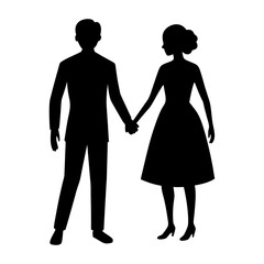 Wedding couple silhouette vector