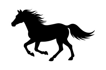 Black horse running silhouette