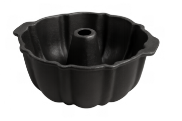 Cast iron fluted bundt cake pan for baking sweet desserts and savory dishes, kitchen bakeware object
