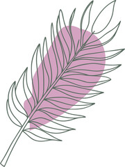 Delicate green leaf with pink shape outline botanical