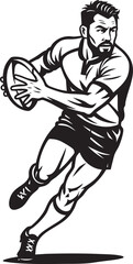 Rugby player in action, running with the ball, focused and determined, ready to score.