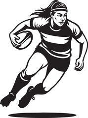 Fototapeta premium Illustration of a female rugby player running with the ball.