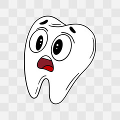 Hand-drawn children&rsquo;s illustration of angry and scared tooth. Playful and expressive character design dental education, kids&rsquo; posters, oral hygiene materials, pediatric dentistry clinic