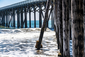 San Simeon Pier stretching out into San Simeon Cove near Downey Point California