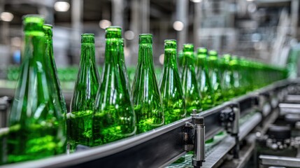 Sparkling Wine Production in a Modern Bottling Line With Glass Bottles