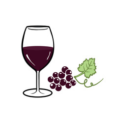 a glass of wine and a bunch of grapes