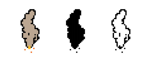 Pixelated Smoke Column Variations on White Background