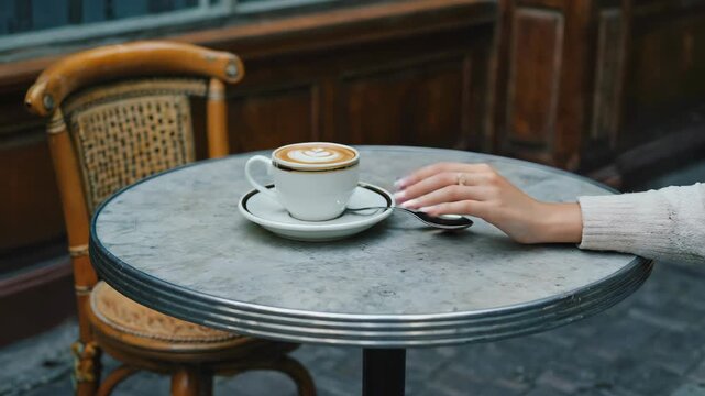 Enjoying a cup of coffee at a cozy outdoor caf setting