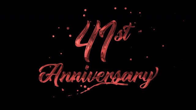 41st anniversary text animation in red metallic effect. suitable for celebrating special occasions, invitations, anniversary cards and social media. Includes alpha channel for any background.